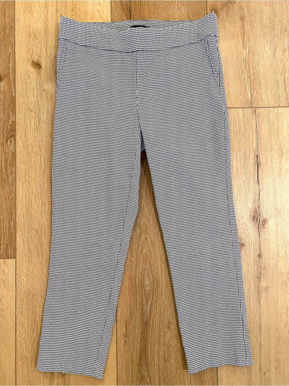 Adrienne Vittadini Business Casual Stretch Crop Pants Checkered Retro Size 10